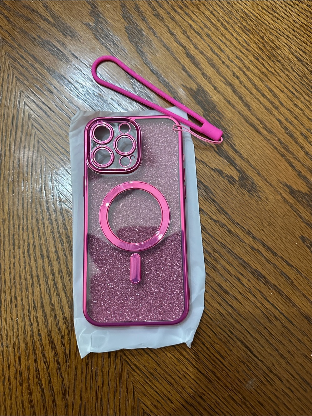 iPhone 16 Pro Max Pink Removable Glitter Magnetic MagSafe Compatible Phone Case - Picture 2 of 6